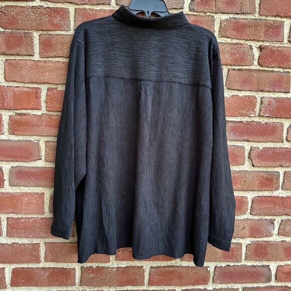 EILEEN FISHER $178 Classic Plissé Button-Up Shirt black womens 2X - Picture 7 of 11